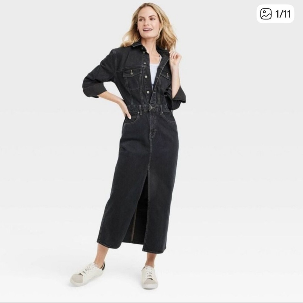 Universal Thread Dark Denim Long Sleeve Dress